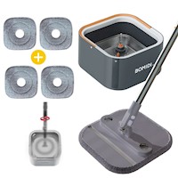 Trapeador Giratorio Microfibra Set 4 Mopas Bomidi M20 Gris